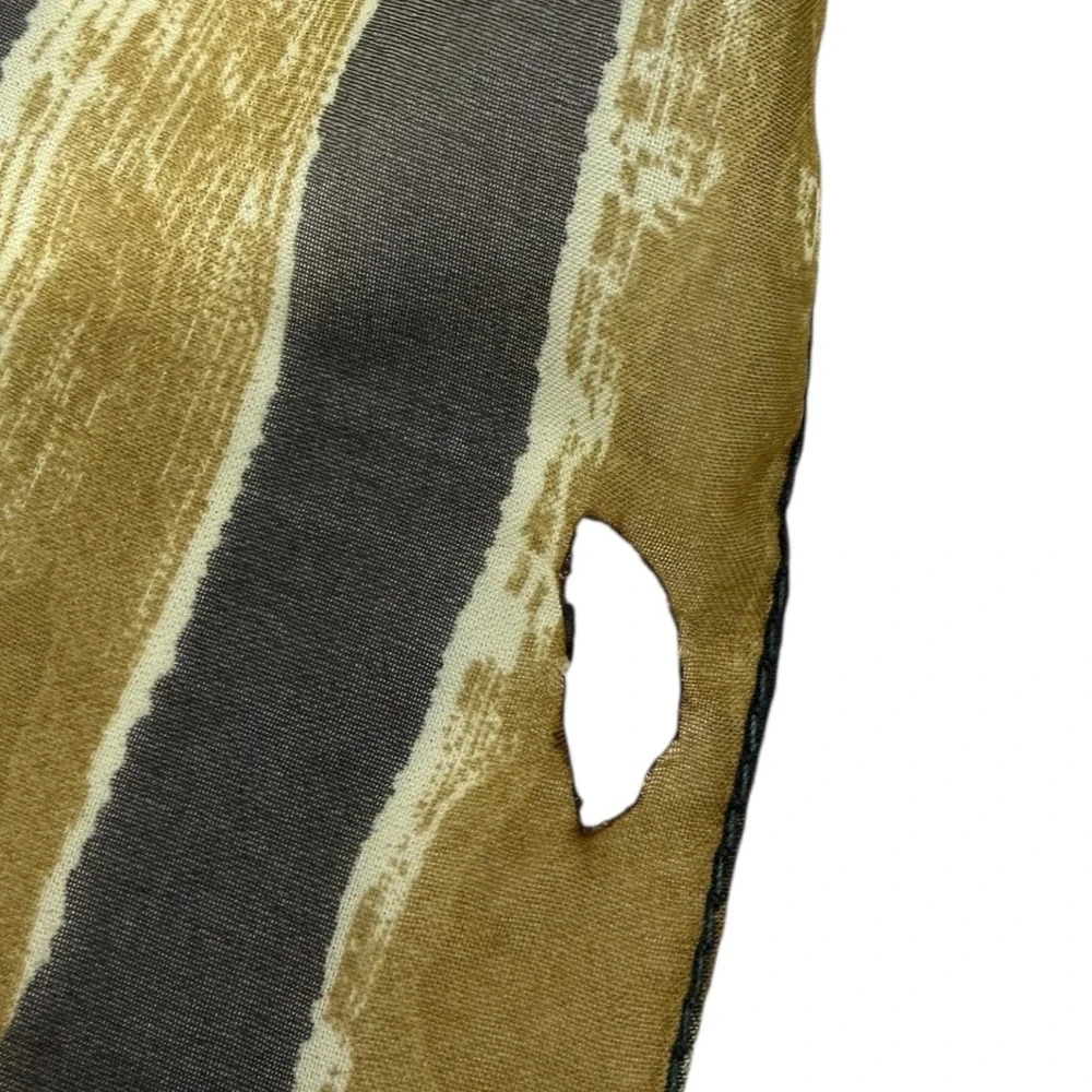 Echo Womens Striped XLarge Scarf Wrap Brown Mustard Polyester‎ Flawed - Picture 4 of 6